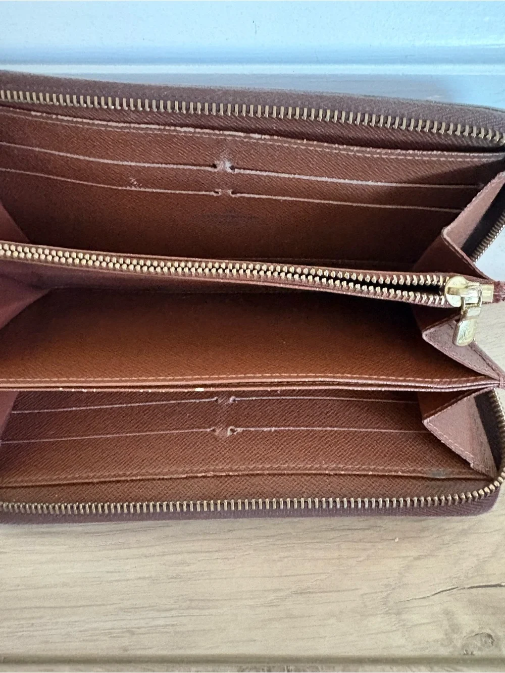 Louis Vuitton Monogram Canvas Zip Around Wallet in Brown